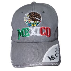 Mexico Flag Gray Strapback Baseball Hat Cap Aztec Spirit Embroidered Souvenir